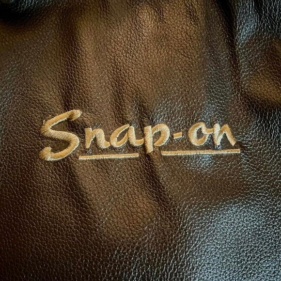 Men's Size Large Retro Snap On Full Zip Dk Brown Leather Bomber Jacket  #8640091 - Picture 5 of 11